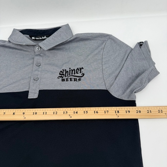 Travis Mathew Polo Shirt Men Medium Blue Gray Colorblock Short Sleeve Pima Blend - Picture 7 of 9